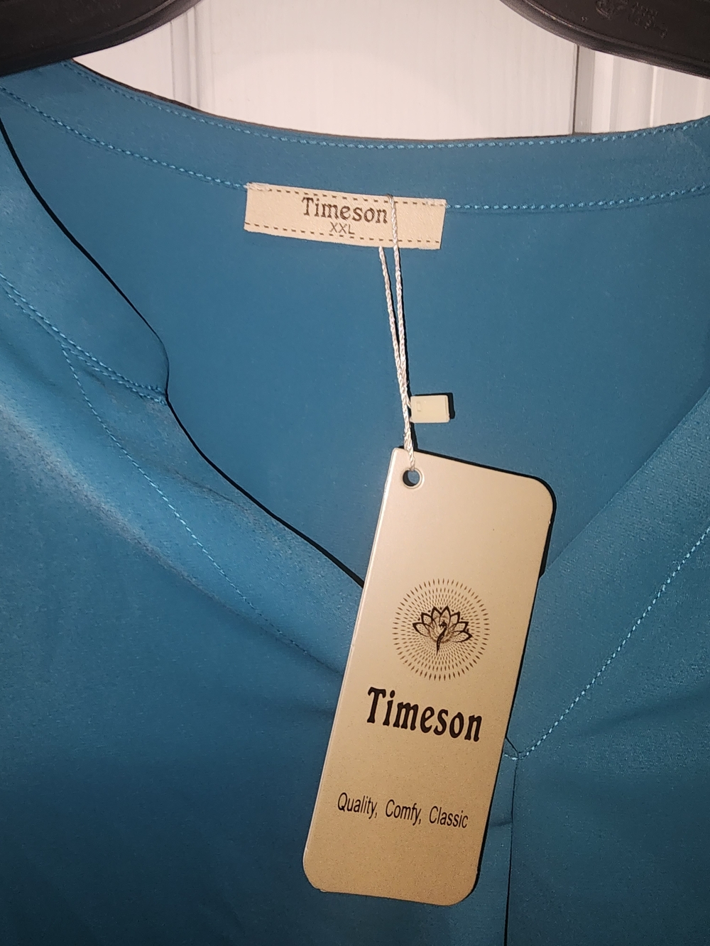 Timeson Women's Teal V-Neck Blouse